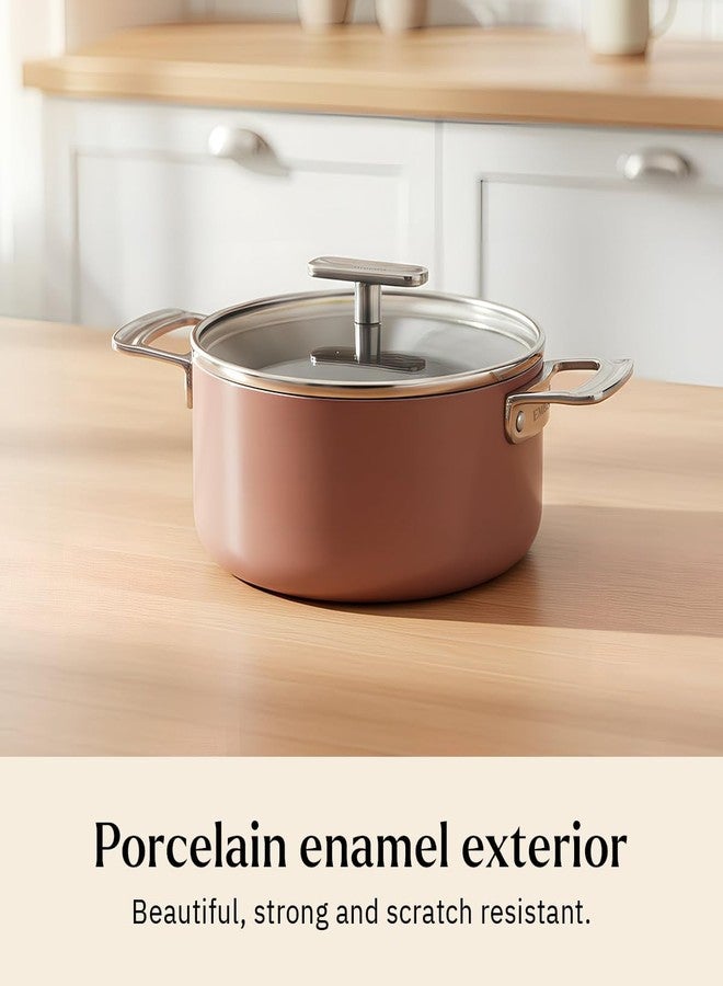 Ember Cookware قدر طهي سيراميك أرسيللا من إمبر كوكوير، 20 سم | 2.6 لتر، غير لاصق وغير سام، مع غطاء زجاجي | معتمد من هيئة المواصفات والمقاييس الهندية | أواني طهي سيراميك | قدر برياني | مقبض فولاذي | ضمان 5 سنوات | تيراكوتا - Image 5